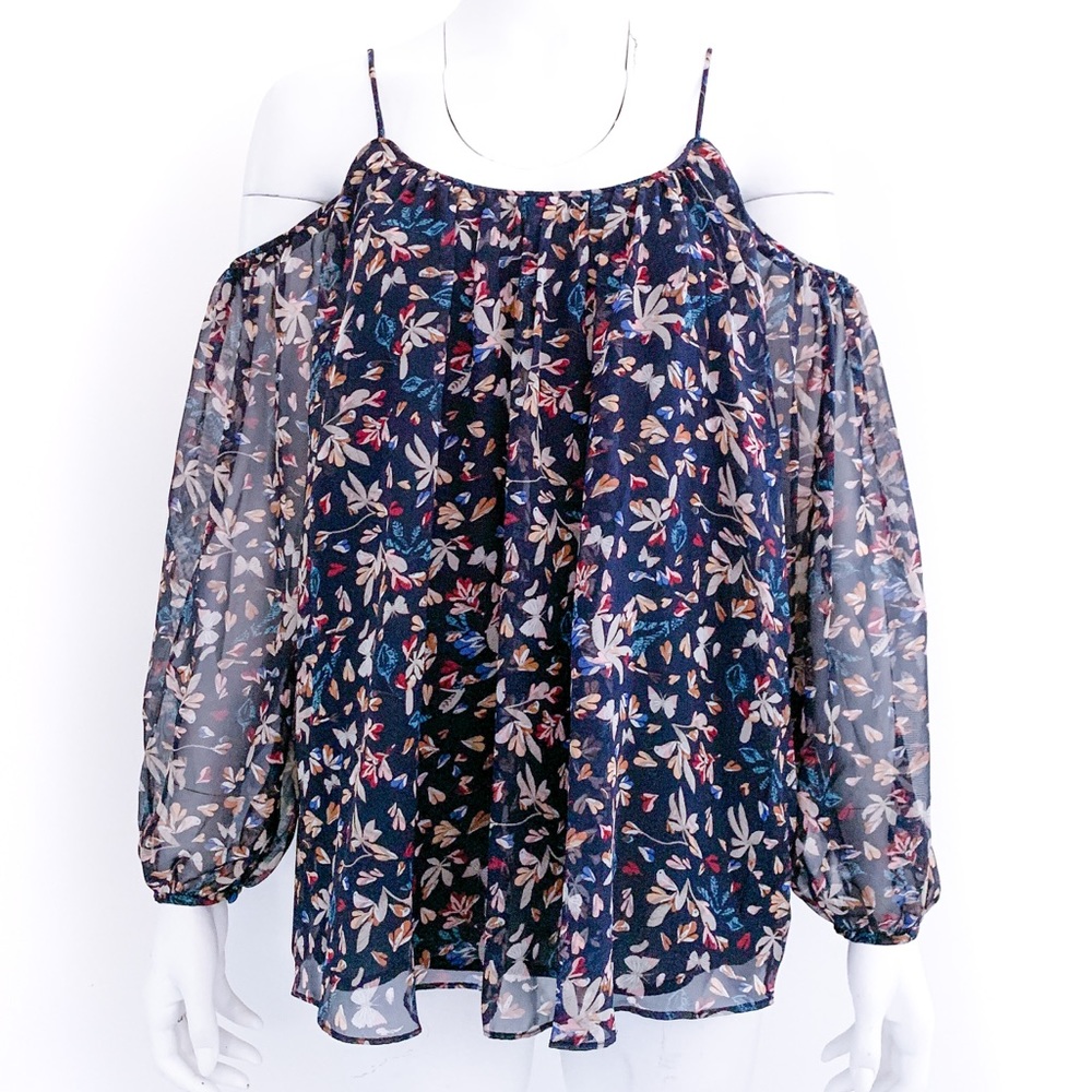 Wren & Willa Multicolor Rosalie Cold Shoulder Top